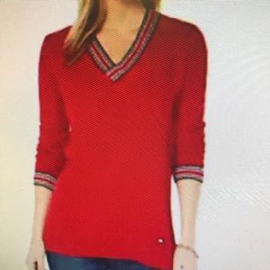 Tommy Hilfiger Red Vneck Sweater size Large